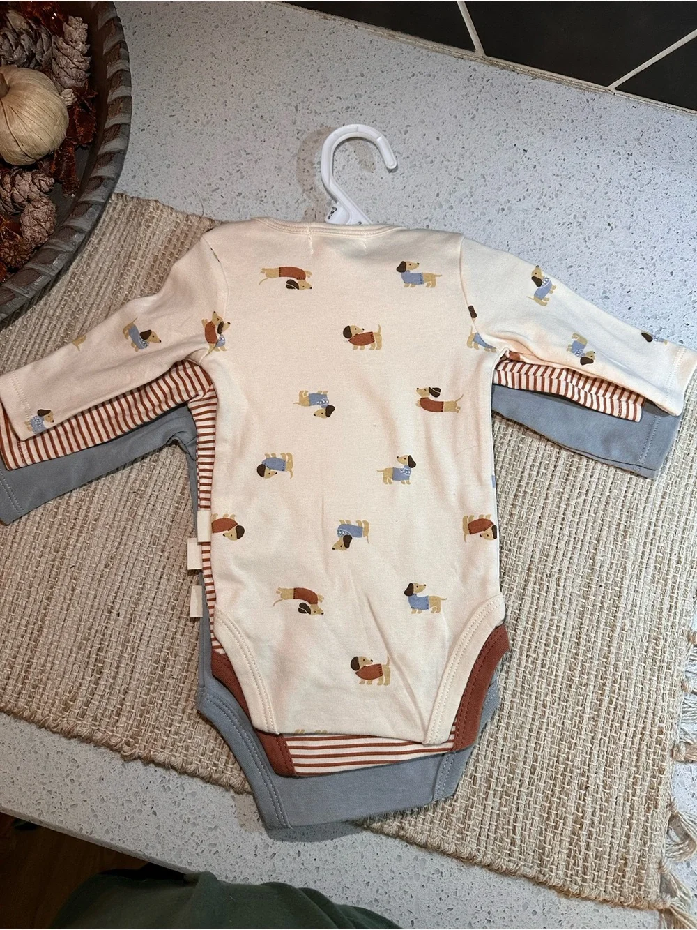 Rabbit & Bear Organic Blue 'Love You Fur-Ever Dachshund' Baby One-Piece